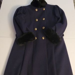 Rothschild Girls Size 7 Wool Coat Navy Blue